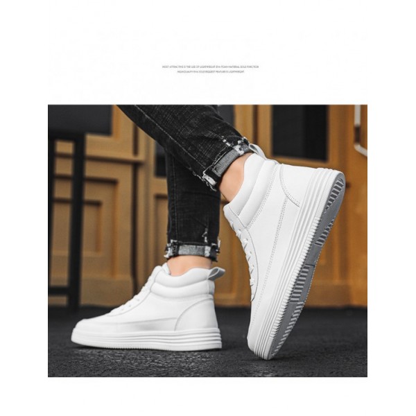 Autumn And Winter 2024 Men’s Shoes Lovers All White Shoes High Top Board Shoes 