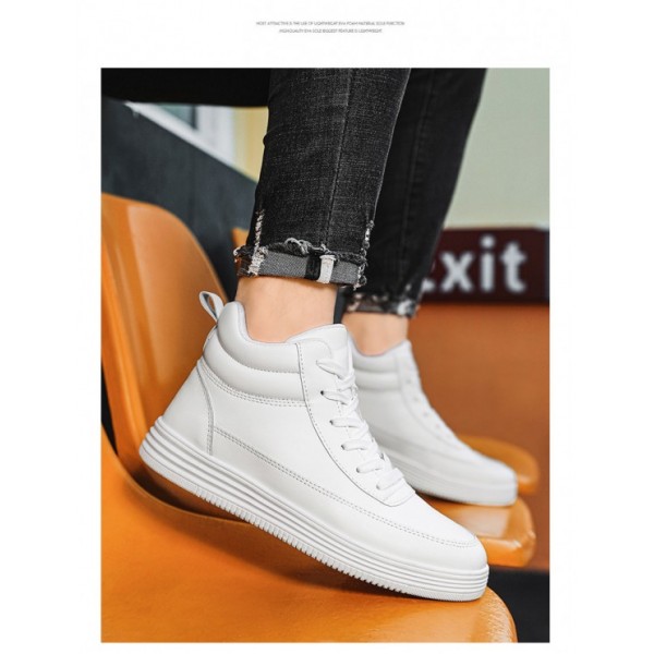 Autumn And Winter 2024 Men’s Shoes Lovers All White Shoes High Top Board Shoes 