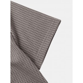 Mens Plain Texture Knitted Waffle Short Sleeve T-Shirt