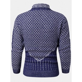 Mens High Neck Long Sleeve Casual Knitted Pullover Sweaters