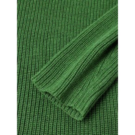 Mens Solid Rib-Knit V-Neck Basic Long Sleeve Pullover Sweaters