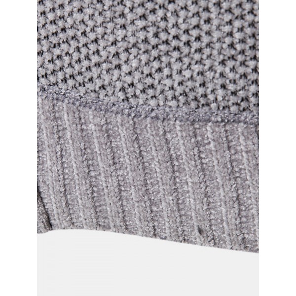 Mens Knitted Zipper Front Solid Color Warm Long Sleeve Hooded Sweater Hoodie Jacket 