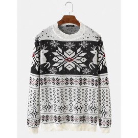 Mens Snowflake Christmas Style Graphics Long Sleeve Knitted Sweaters
