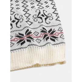 Mens Snowflake Christmas Style Graphics Long Sleeve Knitted Sweaters