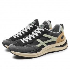 Men's Faux Leather Fabric Color Block Contrast Soft Athleisure Forrest Gump Running Shoes