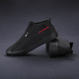 Men Rubber Cap Toe Front Zipper Comfy Breathable Canvas High Top Ankle Casual Sneakers