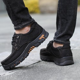 Men Genuine Cow Leather Hollow Out Breathable Outdoor Hiking Loafers